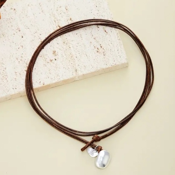 Silver Cord Vintage Statement Pendant Necklace, Bohemian, Boho, Tribal - Picture 6 of 6